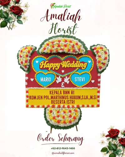 Karangan Papan Bunga Pernikahan di Wujil